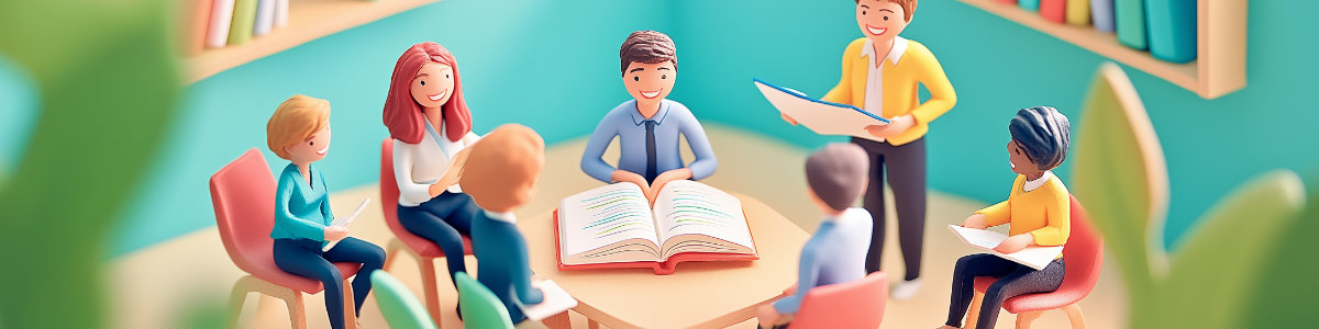Adult students learning Spanish in a Plano classroom